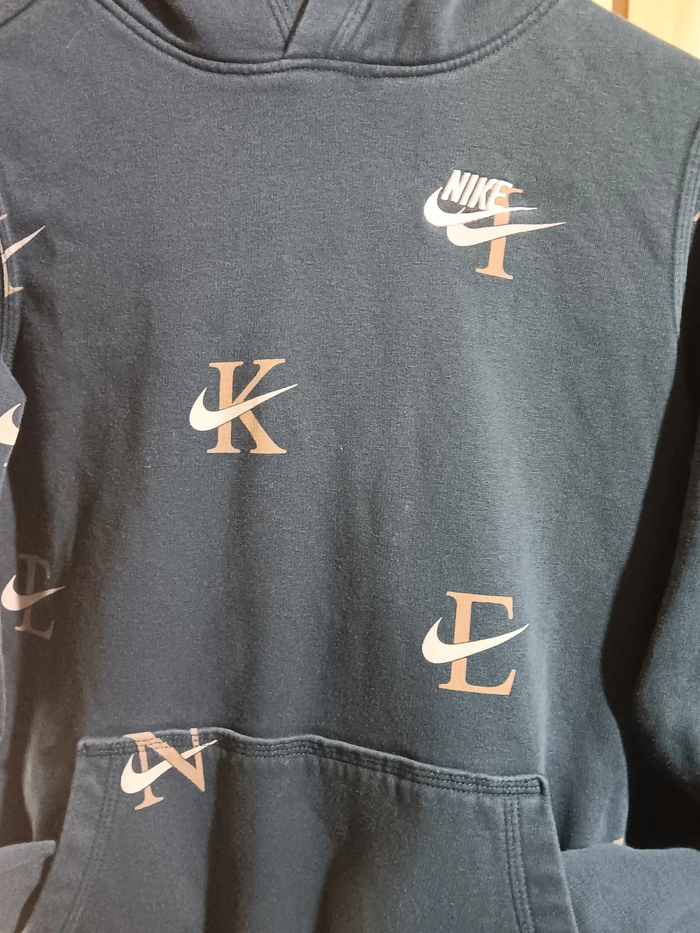Nike Teal Blue Allover Logo Hoodie
